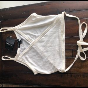 White/cream wrap tie tank